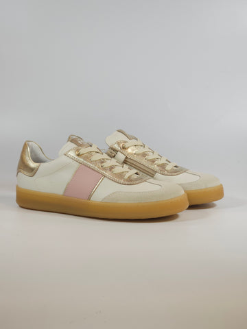 NERO GIARDINI - SCARPA SNEAKERS IN PELLE BURRO CON BANDA LATERALE ROSA E FONDO AMBRATO, CON ZIP INTERNA PER RAGAZZA E533270