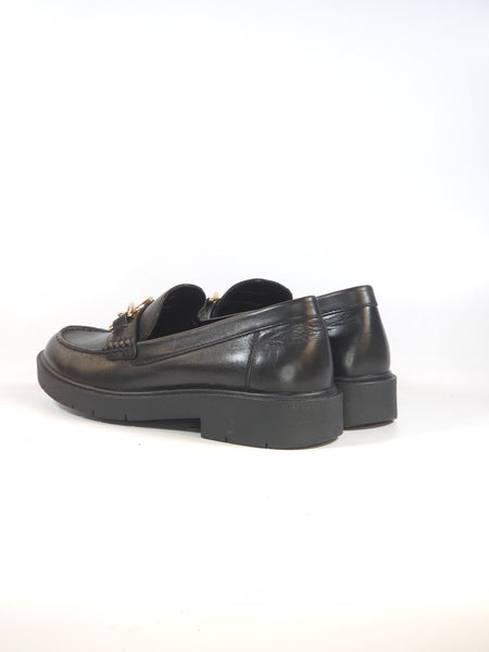 GEOX - MOCASSINO NERO CON CATENA ARGENTO PER DONNA CON TECNOLOGIA SPHERICA D36QRC