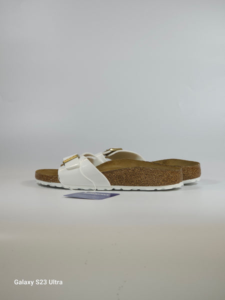 BIRKENSTOCK - CIABATTA MADRID PER DONNA IN VERNICE BIANCA CON PLANTARE