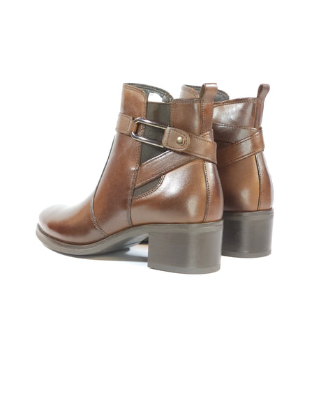KAMMI - STIVALETTO IN PELLE MARRONE CON DETTAGLIO LATERALE ANTRACITE CON TACCO 5 CM 5151