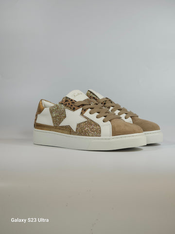 dalzoppo.it - SNEAKERS PER DONNA TAUPE, ANIMALIER E DORATE FY0822