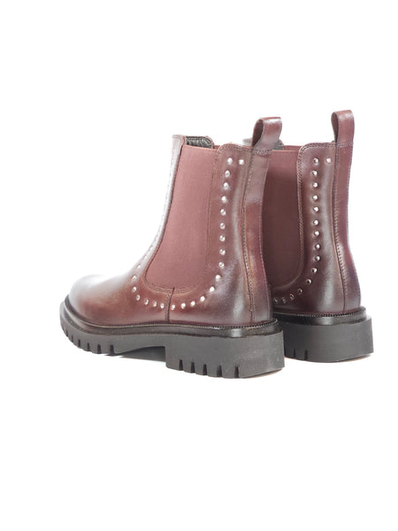 dalzoppo.it - STIVALETTO BEATLES IN PELLE BORDEAUX CON BORCHIETTE ED ELASTICI LATERALI PER DONNA 9054