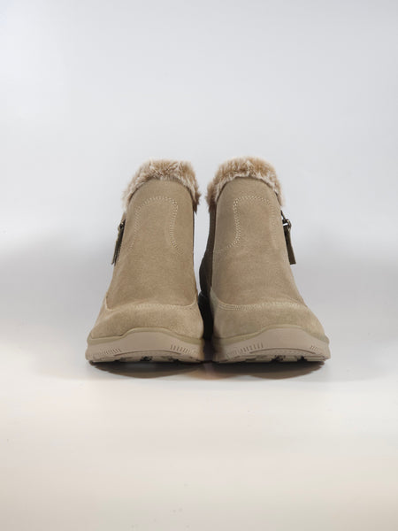 SKECHERS - STIVALETTO SPORTIVO TAUPE BEIGE CON ZIP ESTERNA E PELO CON MEMORY FOAM PER DONNA 167862