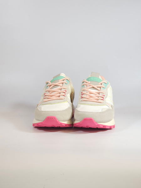 VICTORIA - SCARPA SNEAKERS IN PELLE BIANCA ROSA E MENTA PER DONNA 156114