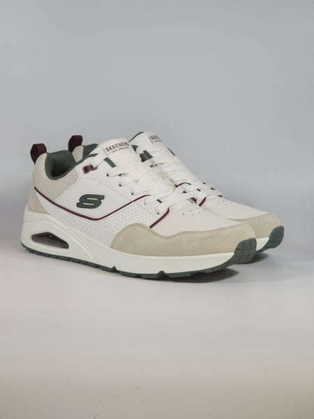 SKECHERS - SCARPA DA GINNASTICA BIANCA CON DETTAGLI VERDI E BORDEAUX IN SIMILPELLE CON AIR PER UOMO 183020