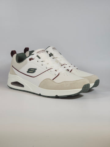 SKECHERS - SCARPA DA GINNASTICA BIANCA CON DETTAGLI VERDI E BORDEAUX IN SIMILPELLE CON AIR PER UOMO 183020