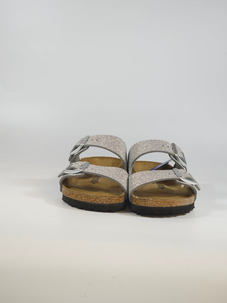 BIRKENSTOCK - CIABATTA ARIZONA CON PLANTARE ARGENTO SHINY GLITTER SILVER