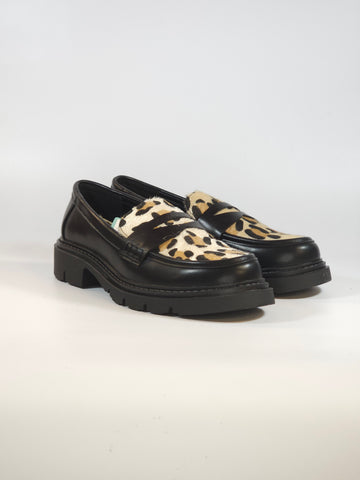 dalzoppo.it - MOCASSINO SPORTIVO NERO CON TOMAIA ANIMALIER LEOPARDATA HF1