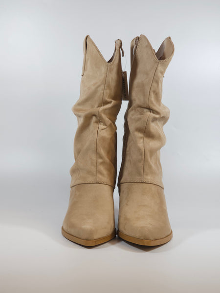 dalzoppo.it - STIVALE TEXANO BEIGE TACCO 5 CM CON RISVOLTO E CERNIERA INTERNA 181-196