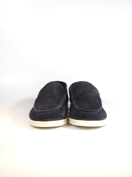 KAMMI - MOCASSINO LISCIO CON FONDO IN GOMMA BIANCA PER UOMO IN PELLE SCAMOSCIATA BLU 21 MADE IN ITALY