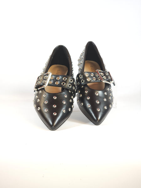 dalzoppo.it - BALLERINA NERA CON BORCHIE E CINTURINO PER DONNA 3051