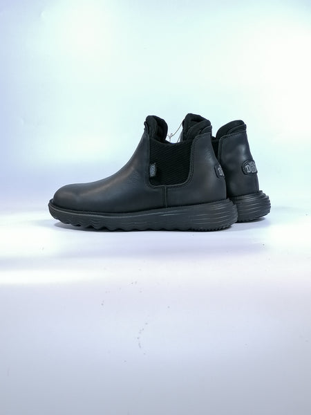 HEY DUDE - STIVALETTO CON ELASTICI LATERALI IMPERMEABILE NERO BRANSON BOOT CRAFT LEATHER BLACK PER DONNA