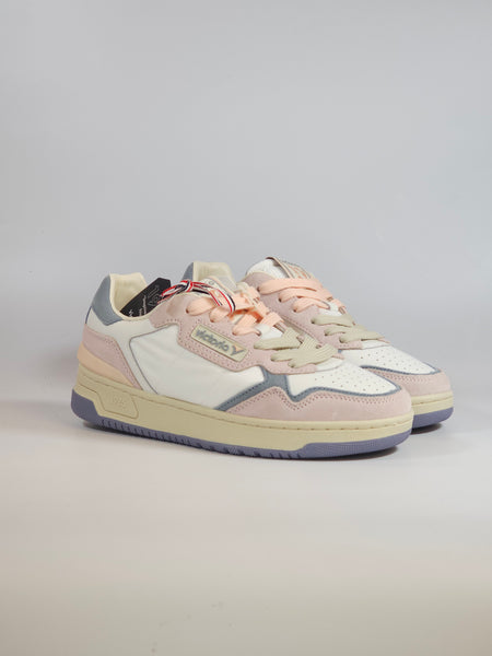VICTORIA - SCARPA SNEAKERS IN PELLE BIANCA ROSA E LILLA PER DONNA 800128