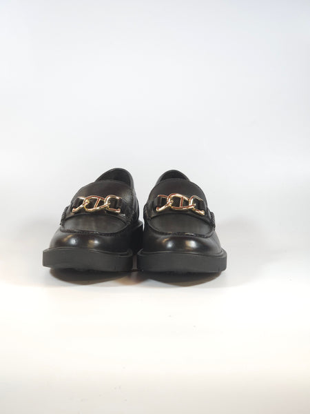 GEOX - MOCASSINO NERO CON CATENA ARGENTO PER DONNA CON TECNOLOGIA SPHERICA D36QRC