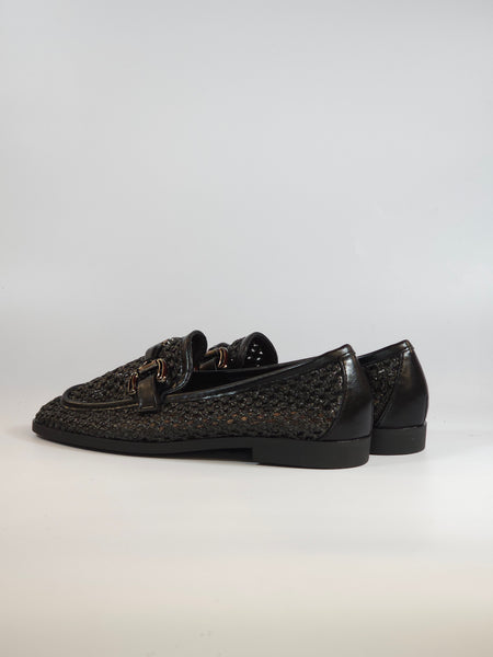 dalzoppo.it - MOCASSINO NERO IN RAFFIA NERO CON MORSETTO PER DONNA 2040