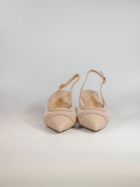 dalzoppo.it - SCARPA SLINGBACK IN PELLE ROSA CIPRIA E RETE CON TACCO DI 6 CM PER DONNA J07-05A