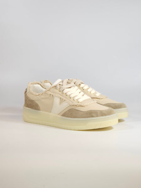 VICTORIA - SCARPA SNEAKERS IN PELLE BEIGE IN CANVAS PER DONNA 257146