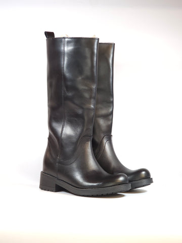 KAMMI - STIVALE BIKER ALTO LISCIO IN PELLE NERA PER DONNA ART. 1
