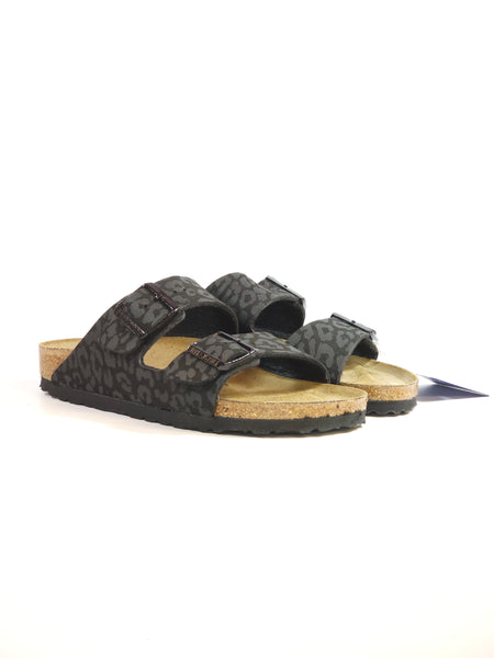 BIRKENSTOCK - CIABATTA ARIZONA NERA CON FANTASIA LEOPARDATA LEO BLACK CON PLANTARE