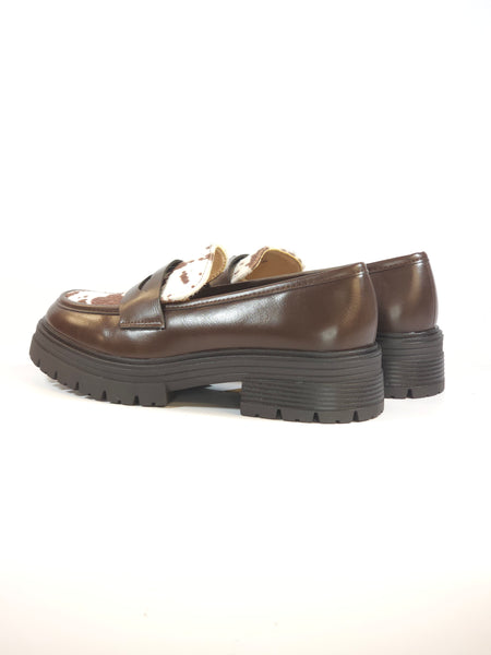 dalzoppo.it - MOCASSINO SPORTIVO MARRONE CON TOMAIA ANIMALIER MUCCATA 8047