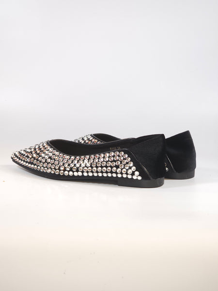 dalzoppo.it - BALLERINA IN VELLUTO NERO CON STRASS PER DONNA RY96