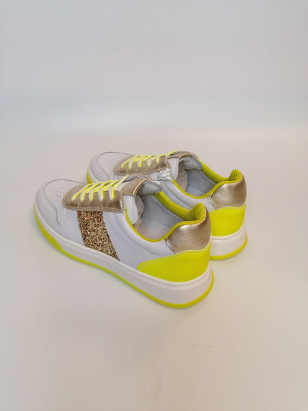 NERO GIARDINI - SNEAKERS DONNA BIANCA E GIALLO FLUO E232243