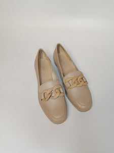 CAFE' NOIR - MOCASSINO DONNA IN PELLE BEIGE CON CATENA DAVANTI EG1000