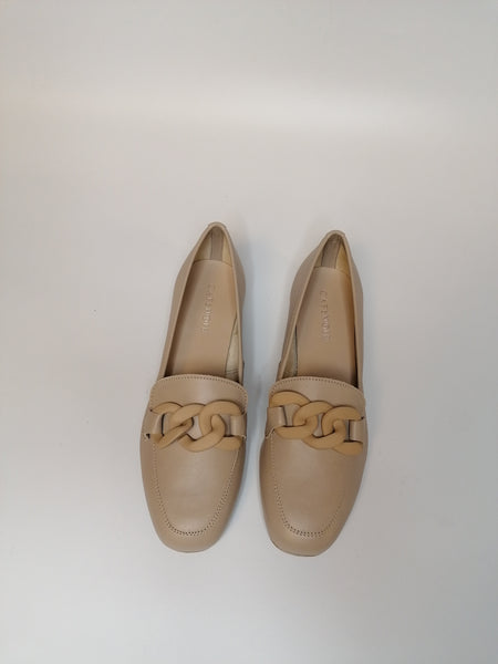 CAFE' NOIR - MOCASSINO DONNA IN PELLE BEIGE CON CATENA DAVANTI EG1000