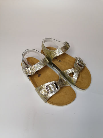 GRUNLAND - SANDALO BAMBINA CON GLITTER DORATO E PLANTARE SB1656-40