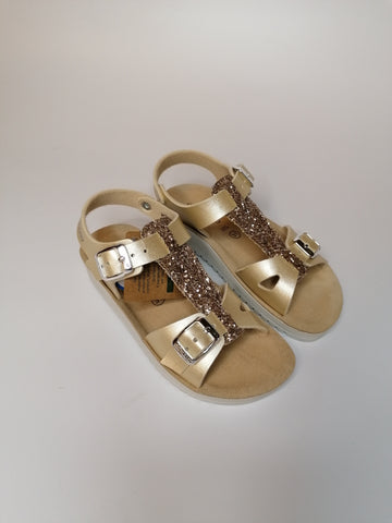 GRUNLAND - SANDALO BAMBINA DORATO CON GLITTER DORATO E PLATFORM SA1504-70