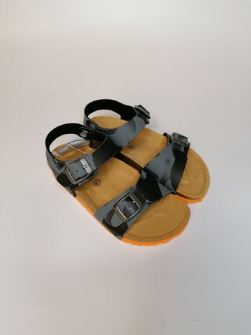 GRUNLAND - SANDALO BAMBINO GRIGIO MILITARE CON SUOLA ARANCIONE SB1680-40