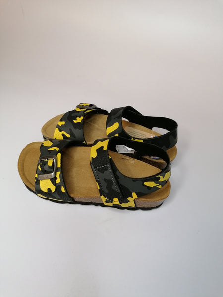 GRUNLAND - SANDALO BAMBINO MILITARE NERO E GIALLO SB1679-40