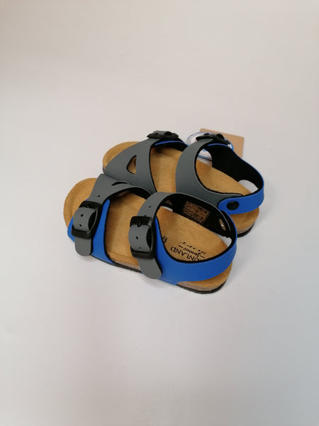 GRUNLAND - SANDALO BAMBINO GRIGIO E BLU ROYAL CON PLANTARE SB0413-40