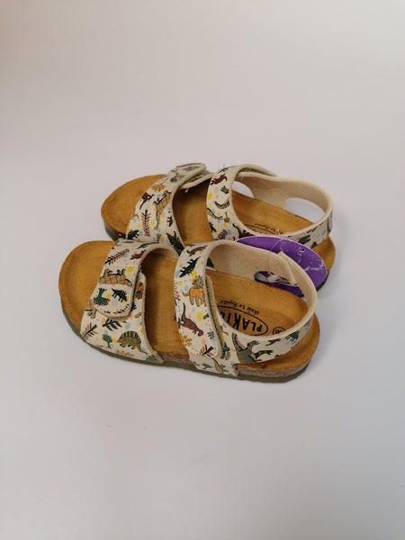 PLAKTON - SANDALO BAMBINO CON STRAPPI BEIGE CON DINOSAURI 125459