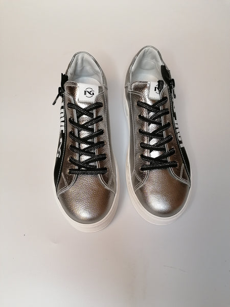 NERO GIARDINI - SNEAKERS CON PLATFORM ARGENTO CON ZIP NERA I232441