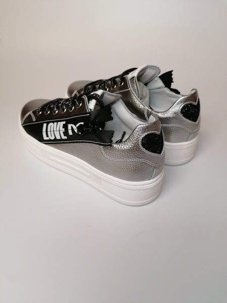 NERO GIARDINI - SNEAKERS CON PLATFORM ARGENTO CON ZIP NERA I232441