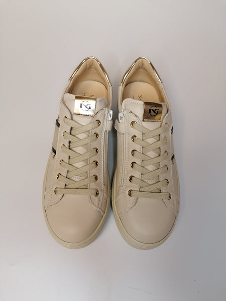 NERO GIARDINI - SNEAKERS CON PLATFORM BEIGE CON BANDA LATERALE I231710