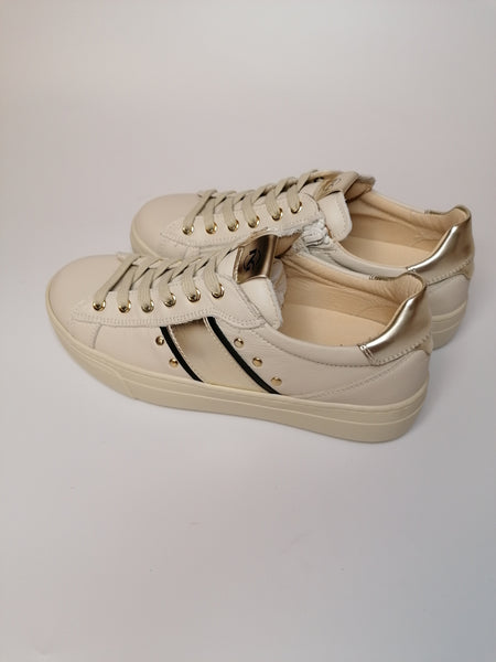 NERO GIARDINI - SNEAKERS CON PLATFORM BEIGE CON BANDA LATERALE I231710