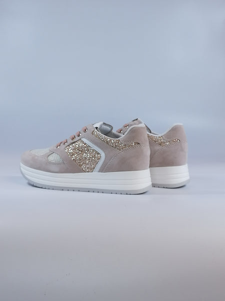 NERO GIARDINI - SCARPA SNEAKER DONNA ROSA CIPRIA CON GLITTER E332580