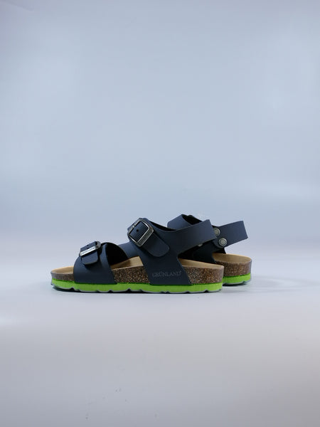 GRUNLAND - SANDALO BAMBINO CON PLANTARE BLU E VERDE CON FIBBIE REGOLABILI SB0901 SB0413