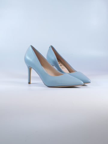 KEYS - SCARPA DECOLLETE IN PELLE AZZURRA CON PUNTA E TACCCO SOTTILE DI 8.5CM PER DONNA K7795